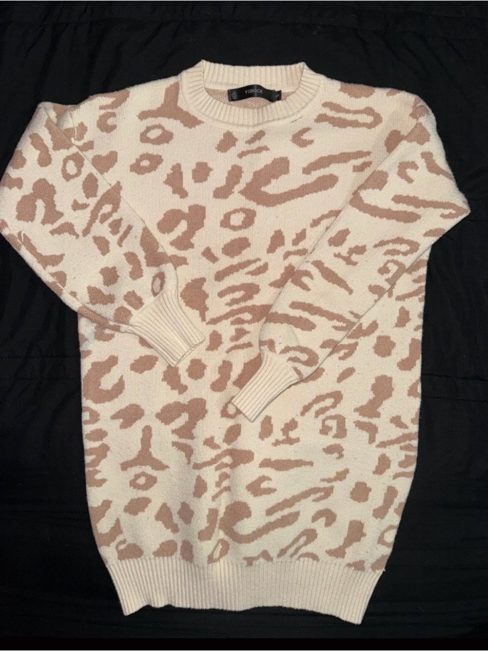 Cream & Tan Leopard Crewneck Sweater